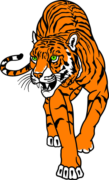 Tiger team mascot color vinyl sports decal. Customize on line. Tiger 2